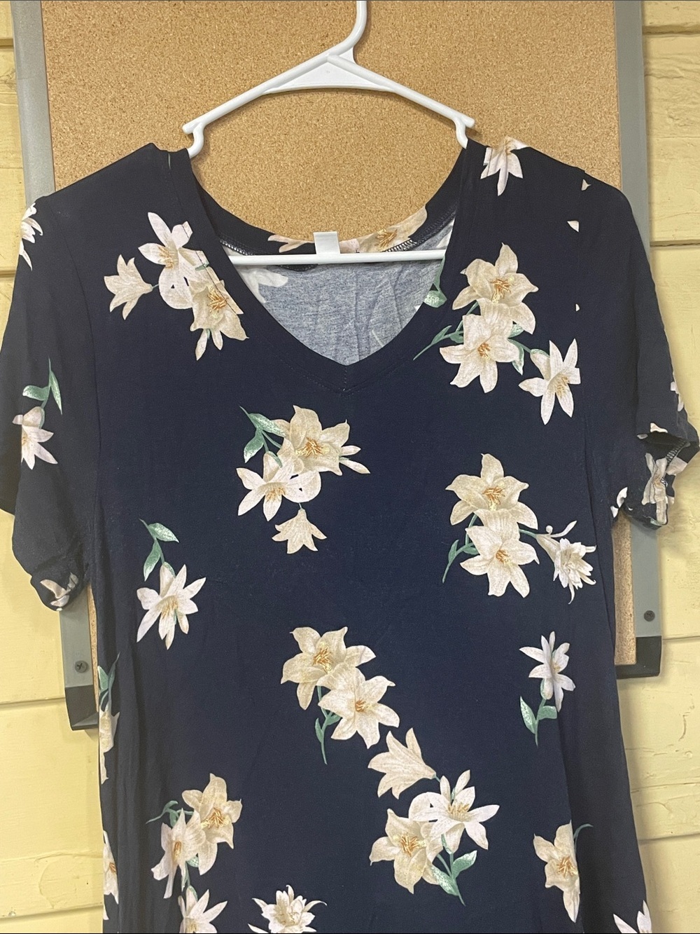 Navy Floral Maxi Dress with Cream Blossom Print - Picture 3 of 4